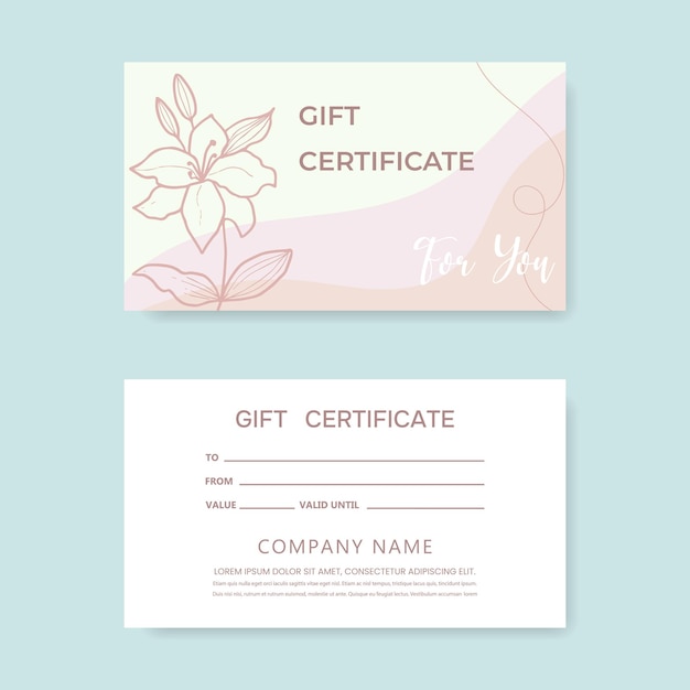 Moderne stijl geschenkcertificaat sjabloon voor salon galerie spa winkel geschenkcertifikaat