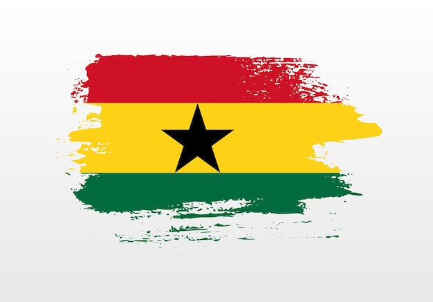 Moderne stijl penseel geschilderde plonsvlag van Ghana met stevige achtergrond