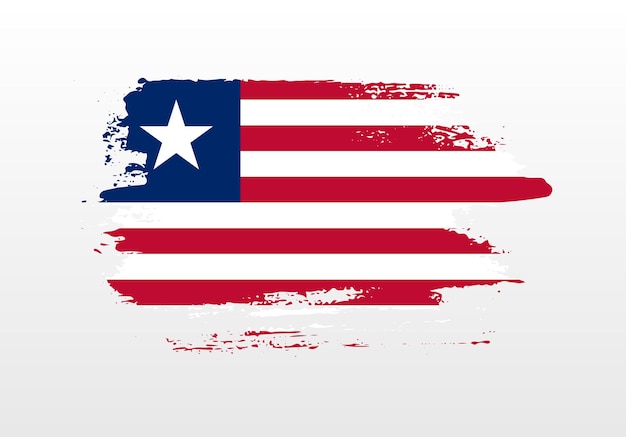 Moderne stijl penseel geschilderde plonsvlag van Liberia met stevige achtergrond