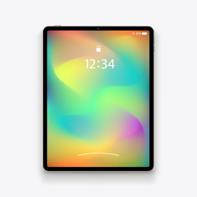 Moderne tablet met kleurrijke achtergrond op wit