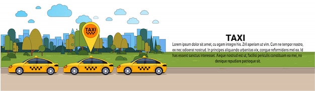 Moderne taxi auto met gps locatie teken online cabine bestel service concept horizontale sjabloon voor spandoek