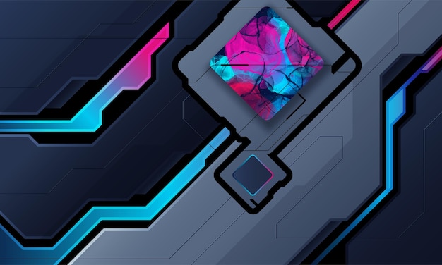 Moderne technologie banners collectie in cyberpunk stijl Abstracte scifi tekstvakken met glitch effect Futuristische hitech badges Kleurrijke glitchy achtergrond set Vector illustratie