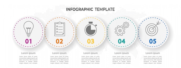 Moderne tijdlijn cirkel infographic 5 opties