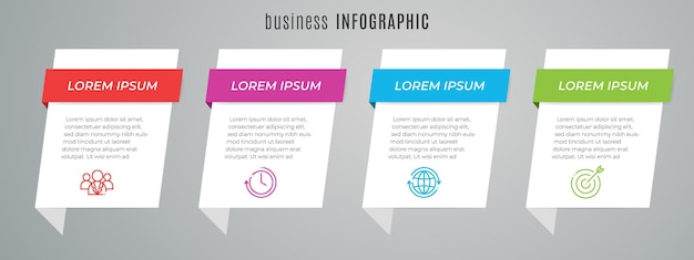 Moderne tijdlijn infographic sjabloon 4 stappen