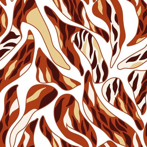 Moderne tijgerhuid naadloos patroon Abstracte dierenbont ornament Afrikaanse motief achtergrond Decoratieve safari mode oppervlak Voor stofontwerp textiel afdruk verpakking deksel Vector illustratie