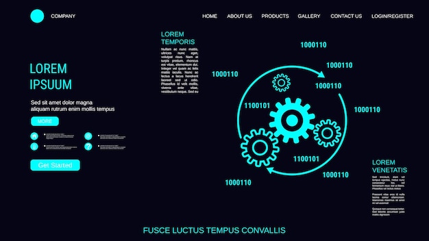 Moderne trendy dataverwerking landing page vector ontwerp sjabloon