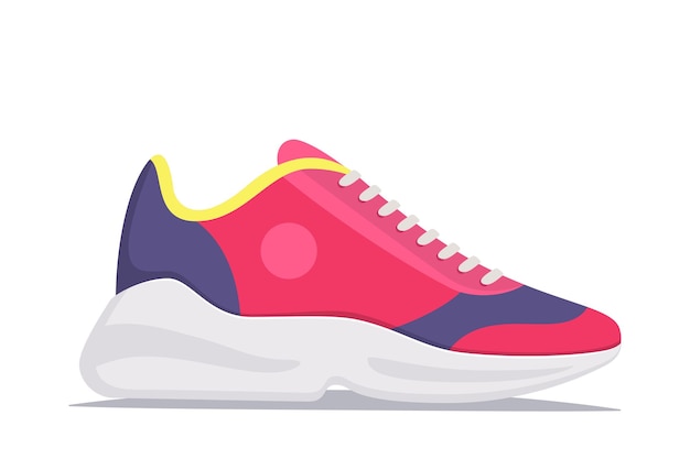 Moderne trendy sneakers zijaanzicht mode sneakers comfortabele sportschoenen vectorillustratie in vlakke stijl