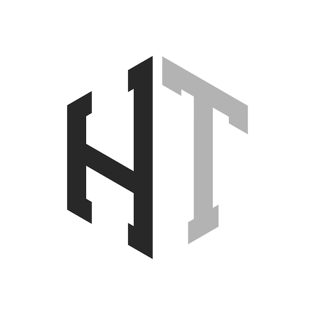 Moderne unieke zeshoekige letter HT Logo Design Template Elegant eerste letter HT Logo Concept