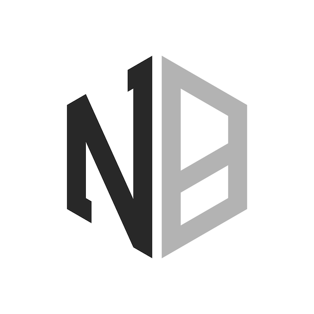 Moderne unieke zeshoekige letter NB Logo Design Template Elegant aanvankelijk NB Letter Logo Concept