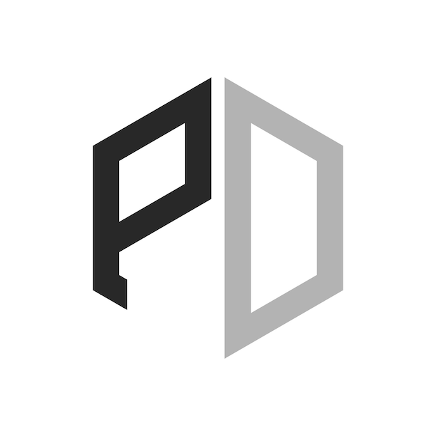 Moderne unieke zeshoekige letter PD Logo Design Template Elegant aanvankelijk PD Letter Logo Concept