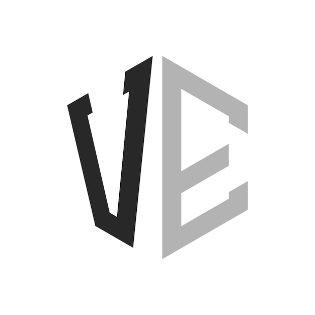 Moderne unieke zeshoekige letter VE Logo Design Template Elegant aanvankelijk VE Letter Logo Concept
