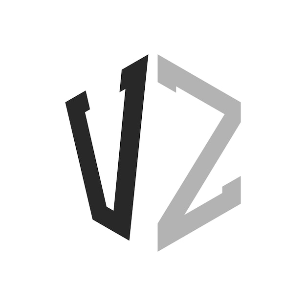 Vector moderne unieke zeshoekige letter vz logo design template elegant aanvankelijk vz letter logo concept