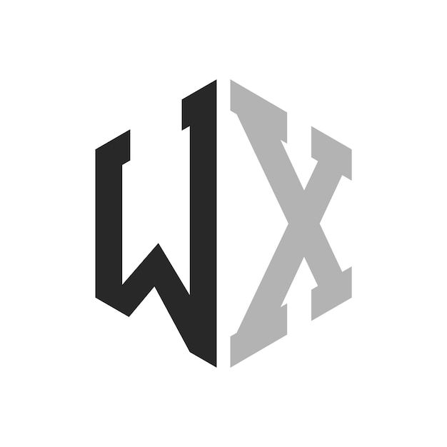 Moderne unieke zeshoekige letter WX Logo Design Template Elegant aanvankelijk WX Letter Logo Concept