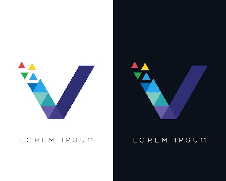 Vector moderne v letter logo technologie icoon
