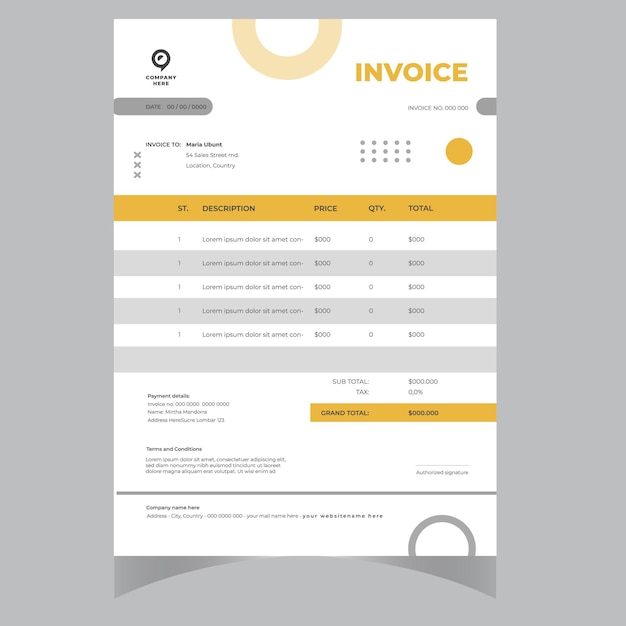 Moderne vector eenvoudige ontwerper factuur zwarte zakelijke professionele zakelijke factuur sjabloon