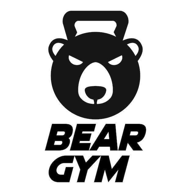 Moderne vector platte eenvoudige minimalistische logo ontwerpsjabloon van grizzly beer sportschool fitness hoofd mascotte karakter vector collectie voor merk embleem label badge geïsoleerd op witte achtergrond