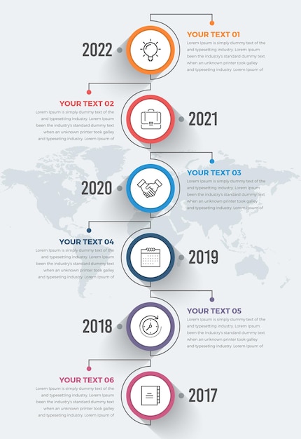 Moderne verticale tijdlijninfographics