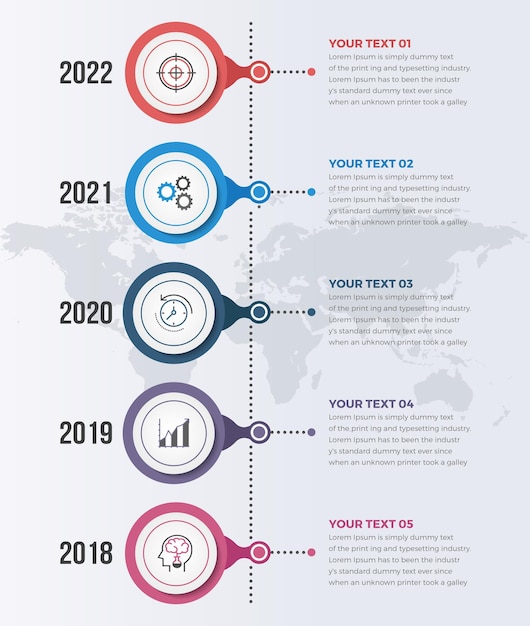 Moderne verticale tijdlijninfographics