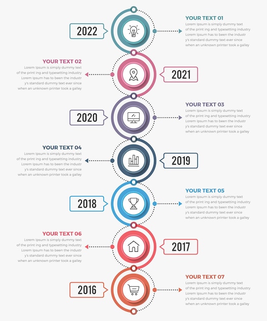 Vector moderne verticale tijdlijninfographics