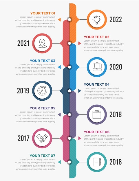 Moderne verticale tijdlijninfographics