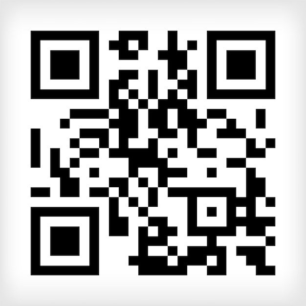 Moderne vierkante monster zwarte QR Code pictogram op witte achtergrond