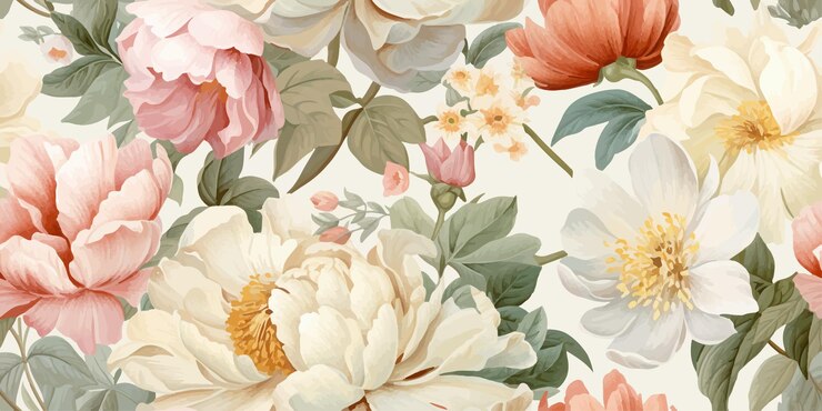 Vector moderne vintage bloemen naadloos patroon op lichte achtergrond hedendaagse vector illustratie