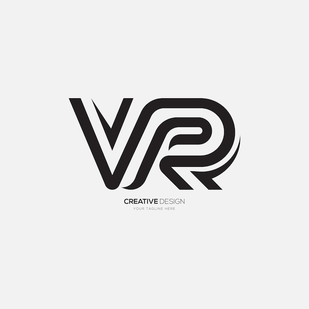 Vector moderne vr letter unieke lijntekeningen monogram logo