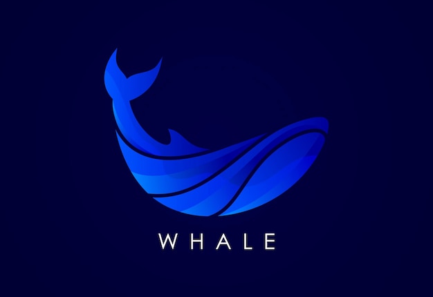 Vector moderne walvis gradiënt logo vis logo ontwerpsjabloon zeevruchten restaurant winkel logotype concept icoon