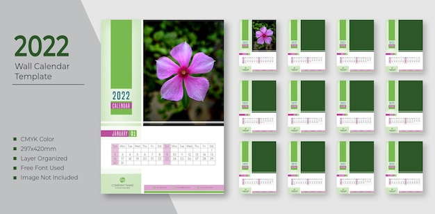 Moderne wandkalender 2022 ontwerpsjabloon