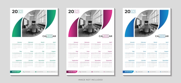Moderne wandkalender ontwerpsjabloon voor het nieuwe jaar 2023