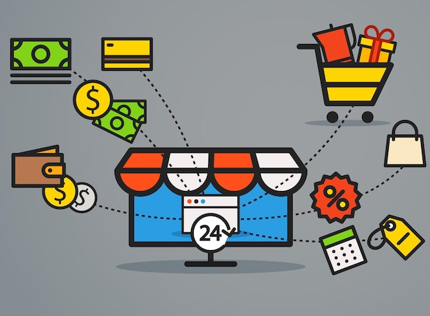 Moderne web commerce illustratie Flat design shopping concept