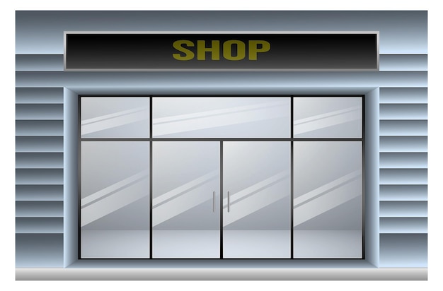 moderne winkel gevel gebouw met glazen deur geïsoleerde 3d illustratie