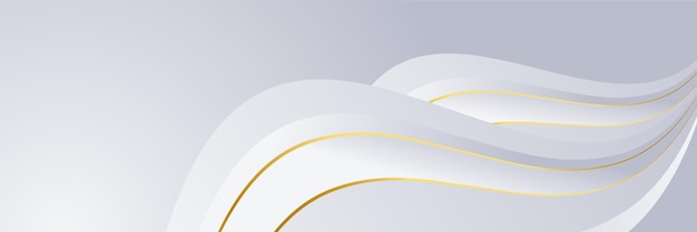 Moderne witte en gouden abstracte achtergrondbanner Abstracte geometrische vorm witte gouden achtergrond met licht en schaduw 3D gelaagd voor presentatieontwerp