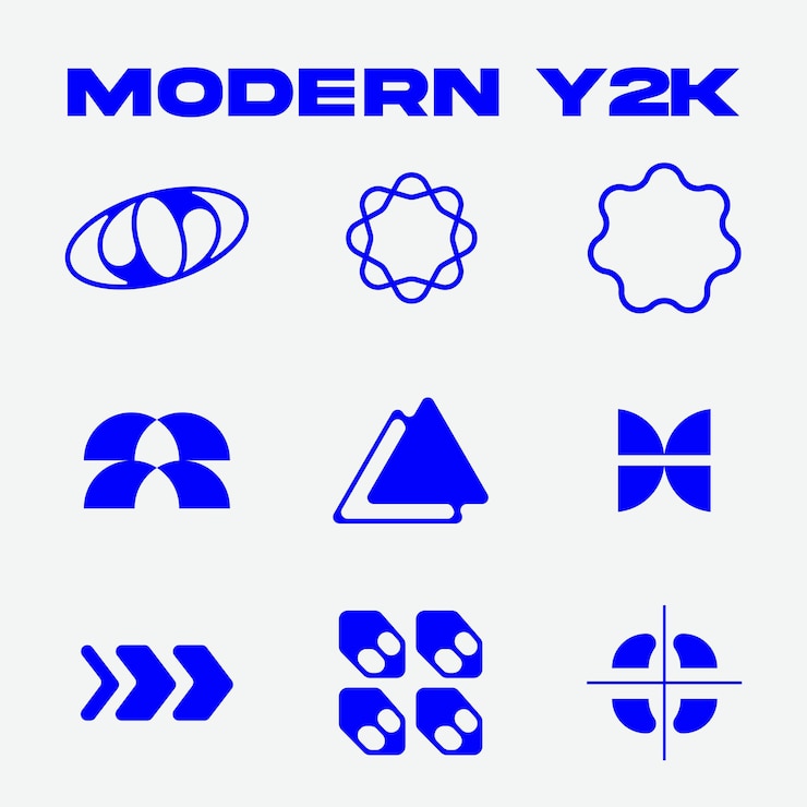 Vector moderne y2k vorm blauwe hedendaagse abstracte geometrie