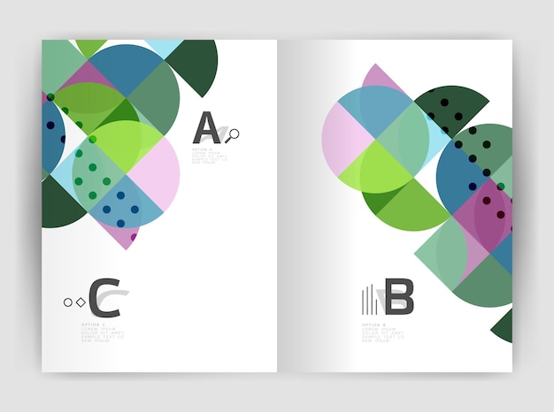 Vector moderne zakelijke brochure of pamflet a4 omslag sjabloon abstract achtergrond met kleur driehoeken jaarverslag afdruk achtergrond vectorontwerp voor workflow lay-out diagram nummeropties of webontwerp