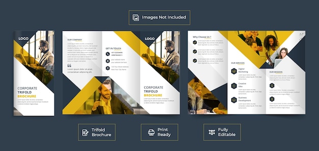 Moderne zakelijke driebladige zakelijke brochure ontwerpsjabloon