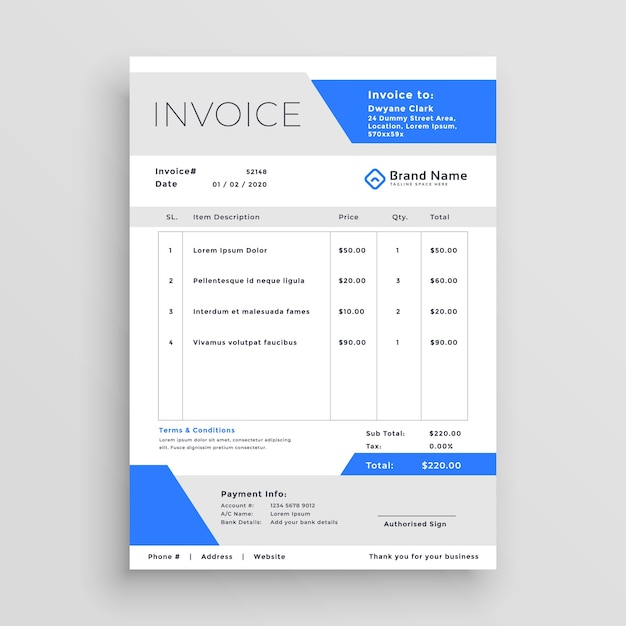 Vector moderne zakelijke factuur sjabloonontwerp vector