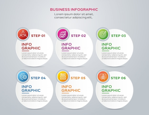 Moderne zakelijke infographic met 6 stappen