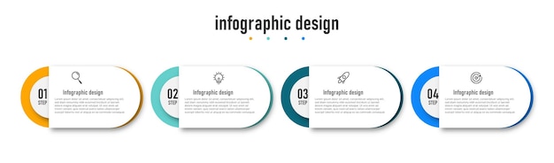 Moderne zakelijke infographic ontwerp elegante professionele sjabloon met 4 stappen premium vector