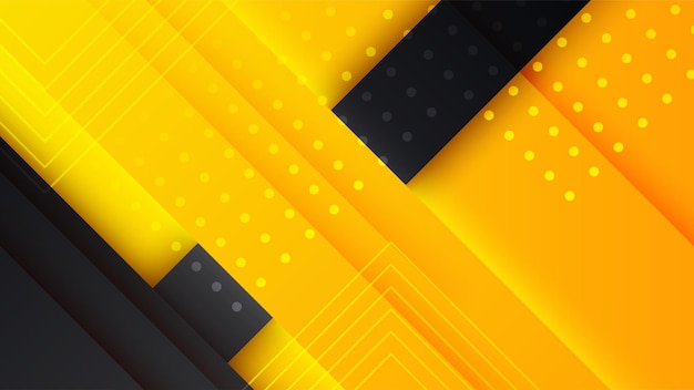 Moderne zwarte en gele gouden kleur vorm overlap patroon op donkere achtergrond met schaduw abstracte trendy kleur geometrische vorm met kopie ruimte futuristisch en technologie concept vectorillustratie