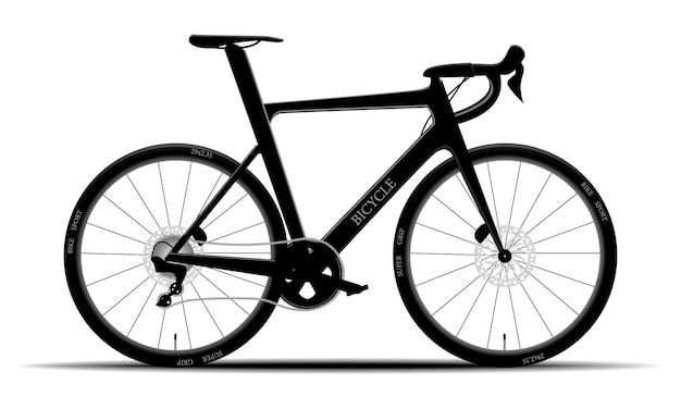 Moderne zwarte mountainbike op geïsoleerde achtergrond, hardtail, illustratie
