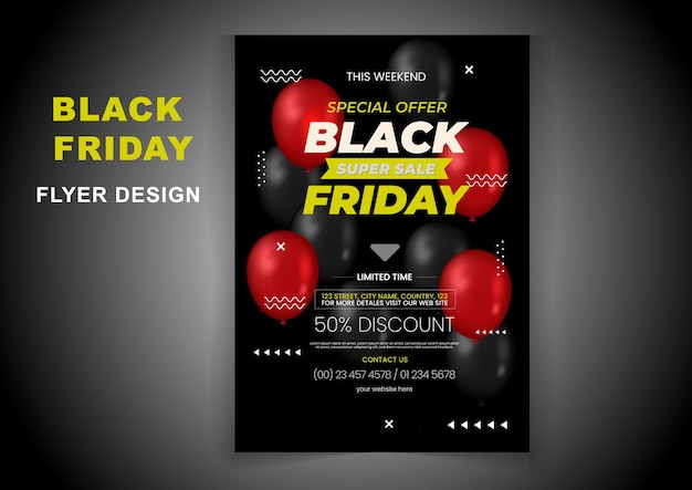 Moderne zwarte vrijdag super verkoop flyer ontwerpsjabloon