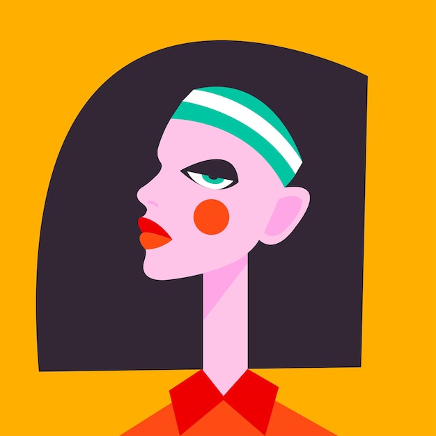 modernism  style art fashionable stylish woman modernist style woman head with stylish headdress