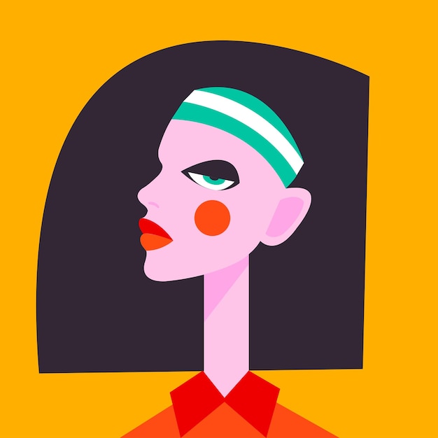 Vector modernism  style art fashionable stylish woman modernist style woman head with stylish headdress