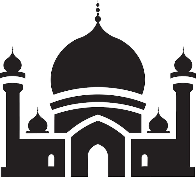 Modernist Black Architecture Mosque Vector GraphicGeometric Monochrome Symmetry Mosque Vector Design