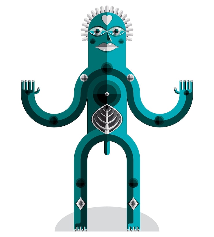 Vector modernistic style colorful vector illustration made from geometric figures. flat design image of mythic creature, cubism theme.