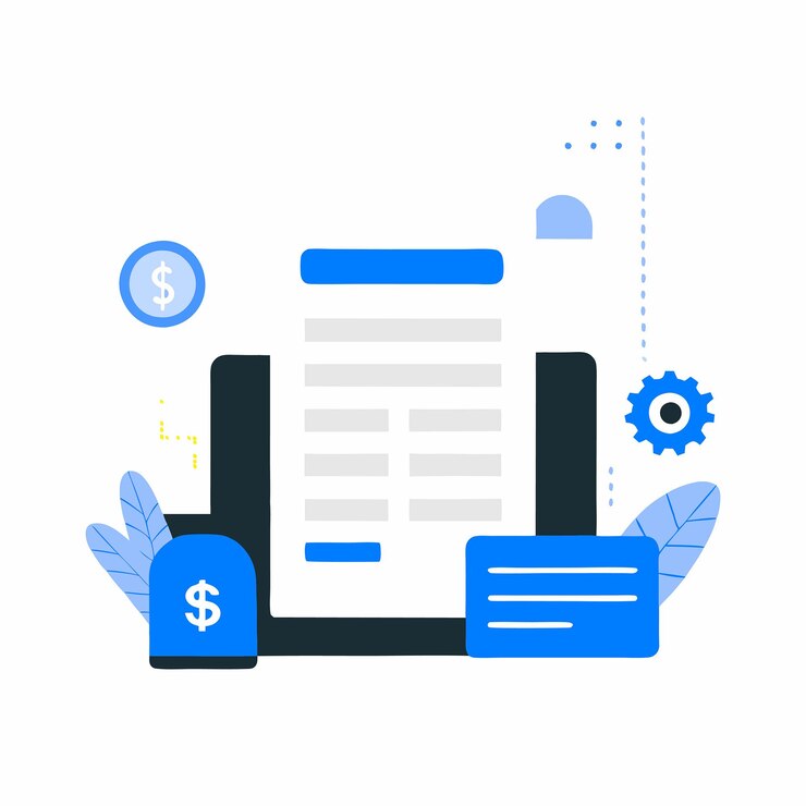 Vector modernized invoice concept featuring a detailed illustration