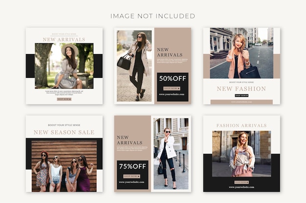 Modeseizoen bewerkbare social media postsjablonen