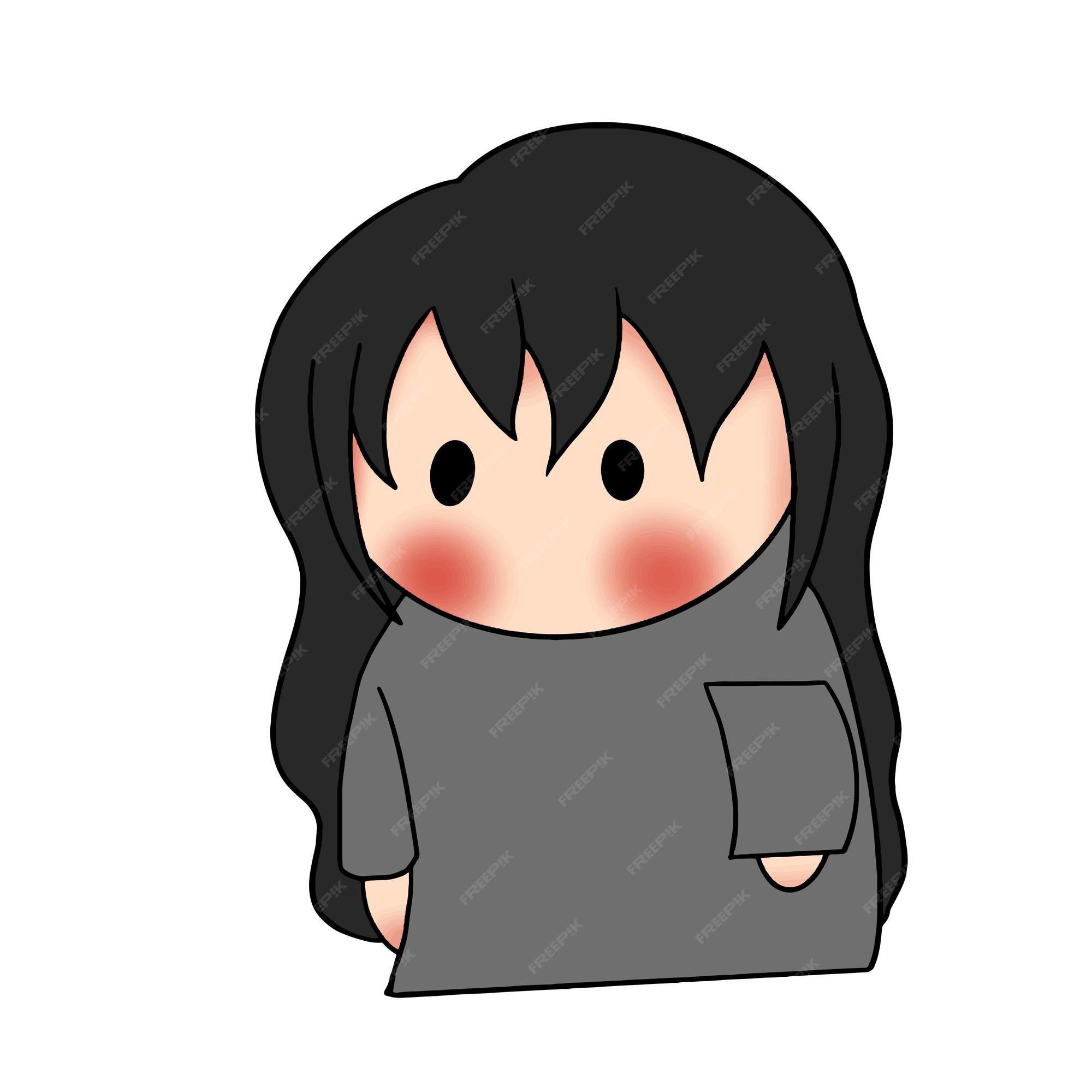 Default avatar anime girl profile icon. Grey photo manga