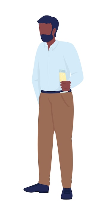 Premium Vector | Modest guy at party semi flat color vector character standing figure full body person on white festive celebration simple cartoon style illustration for web graphic design and animation Premium Vector | Modest guy at party semi flat color vector character standing figure full body person on white festive celebration simple cartoon style illustration for web graphic design and animation